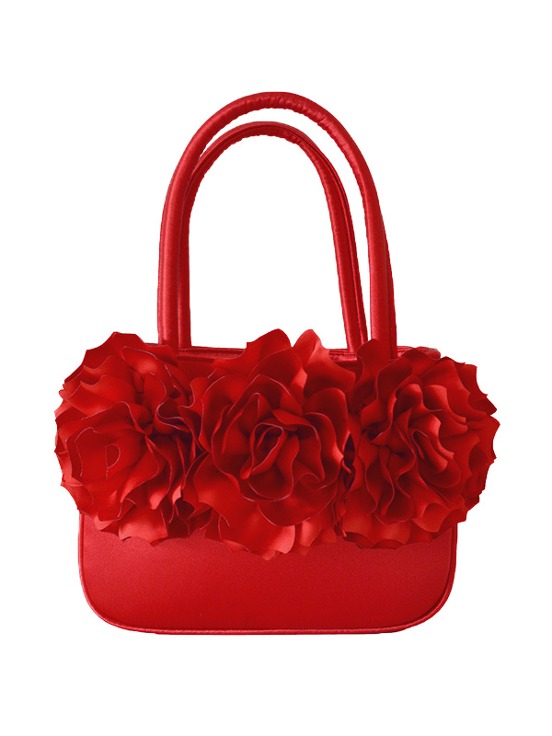 Rose basket bag mini / red